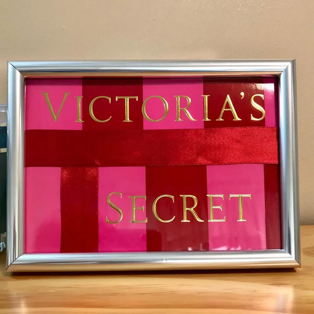Victoria’s Secret Pink & Gold Striped Handmade Logo Picture Frame
